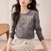 Printed Mesh Long-sleeved T-shirt for Women In Spring New Versatile Slim Base Shirt Fashionable Top