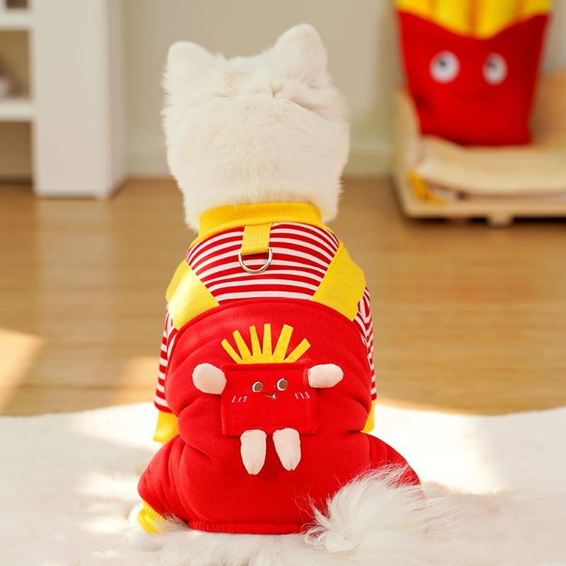 Pet Four-legged Coat, Dog Clothes, Cat Autumn and Winter with Fleece, Dog Hoodie, Medium-sized Dog, Corfather, Can Be Towed