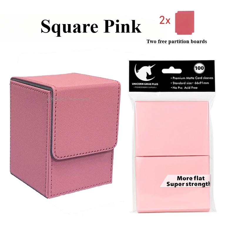 100 Premium Card Sleeves 66x91mm and Trading Card Storage Box Holds 100+ Commander Deck Box for MTG PTCG Baseball Sports Cards