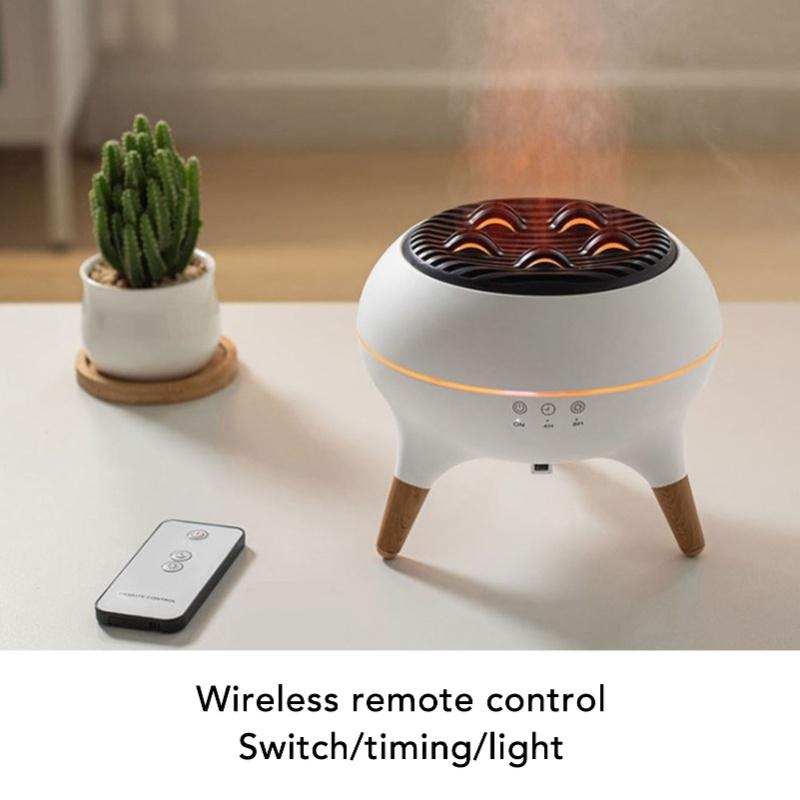 Flame Aromatherapy Diffuser Humidifier 7 Colors Light Essential Oil Diffuser With Timer And Remote Control For Desk Office