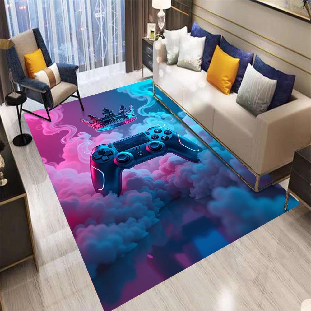 3D Abstraktní Moderní Koberec s Gamepadem, Koberec pro Obývací Pokoj Ložnici Pohovku Dekorace Vstupní Rohožka, Dětská Hra Protiskluzová Podložka na Podlahu