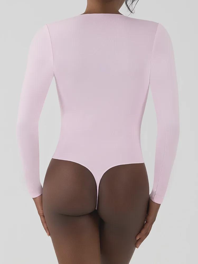 Seamless Long-Sleeve V-Crotch Yoga Bodysuit - High Elastic, Soft, Body-Shaping Jumpsuit