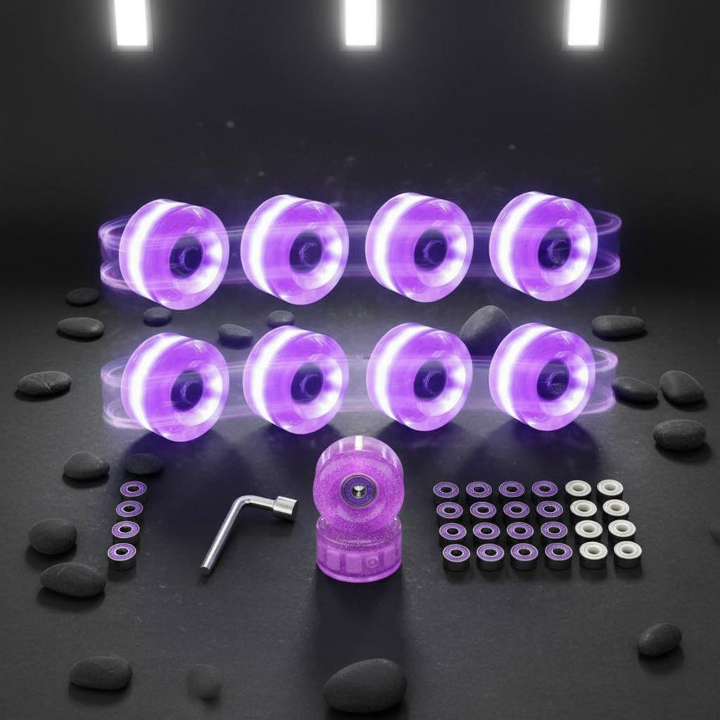 Illuminated-Up Four-Wheel Glide Wheel No Batteries Required Illuminated Up Four-Wheel Glide Wheels Shock Absorbing Non-Slip