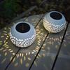 Iron Solar Outdoor Lamp – Hollow Design for Garden, Courtyard, and Camping Decor