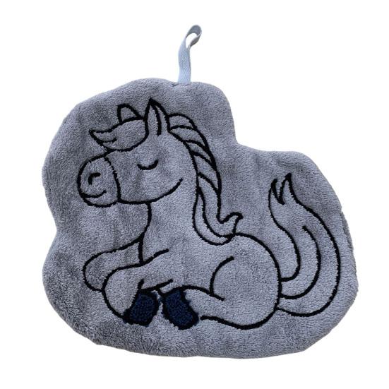 Tecknad Häst Handduk Tvättbar Absorberande Handduk Söt Ponny Handduk med Hängögla för Kök Badrum Heminredning