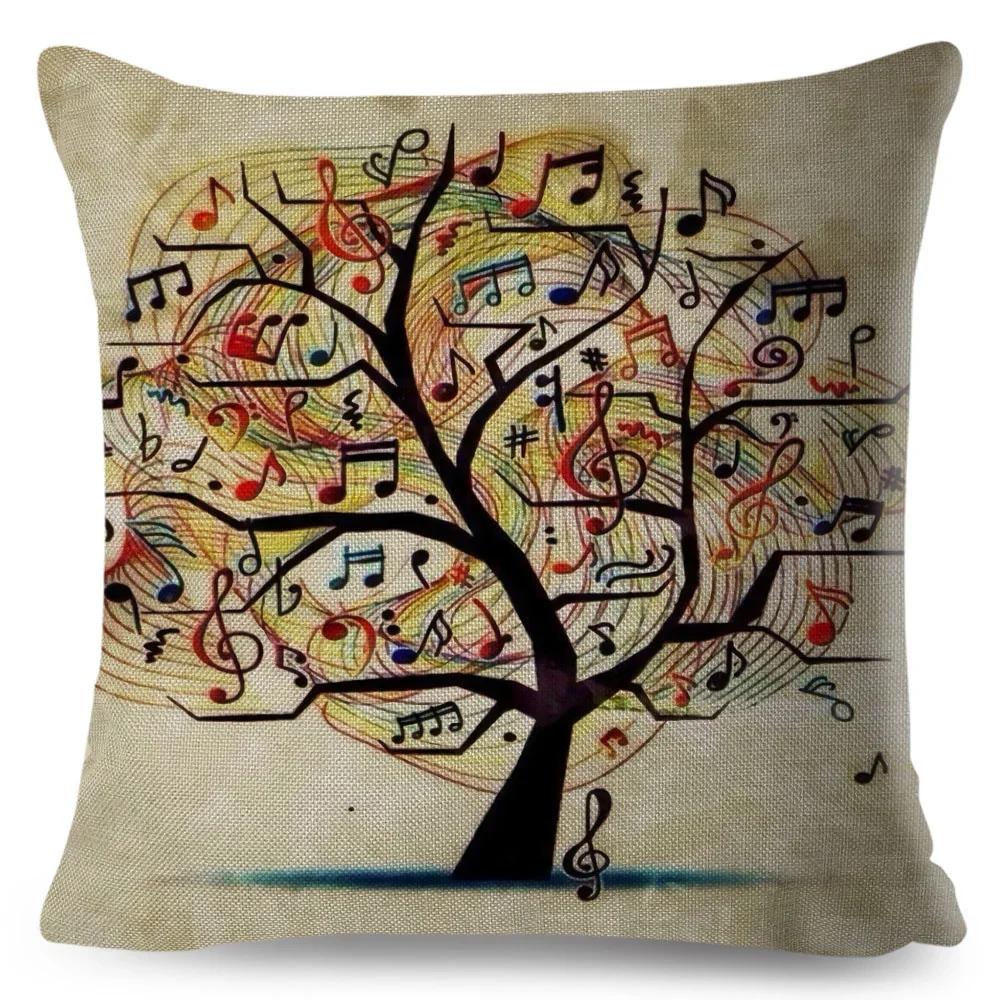 

nordic Style Music Note Pillowcase Decor Vintage Guitar Mike Printed Pillow Case for Home Sofa Polyester Cushion Cover 45x45cm 12x12in 30x30cm
