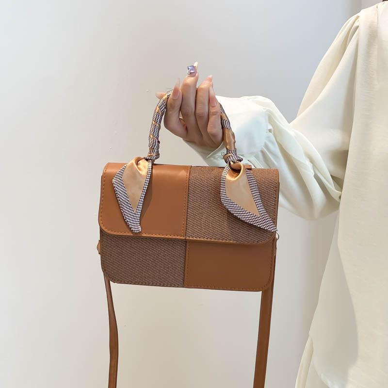 Womens Retro Colorblock Casual Small Square Crossbody Bag For Daily Commute