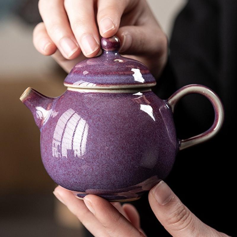 

Purple Ru Kiln Teapot Handmade Tea Infuser Pot Tea Brewing Kettle With Strainer Puer Tea Services Accessories Decoration