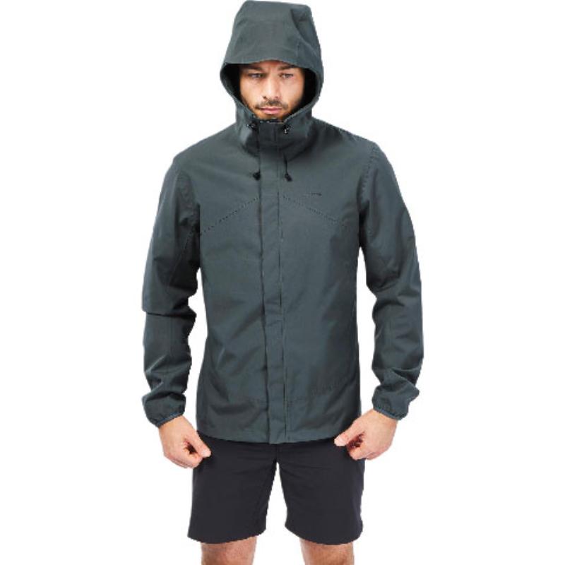 

DECATHLON MH150 Solid Color Casual Design Hooded Long Sleeve Waterproof and Rainproof Jacket Men s Dark Gray Green 2XL
