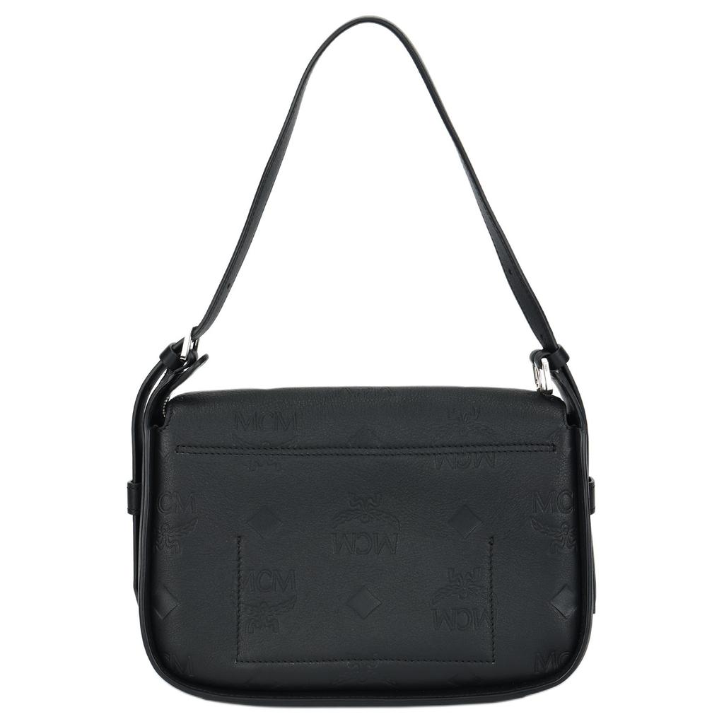 MCM Visetos Embossed Leather Shoulder Bag with Adjustable Strap for Daily & Business Use