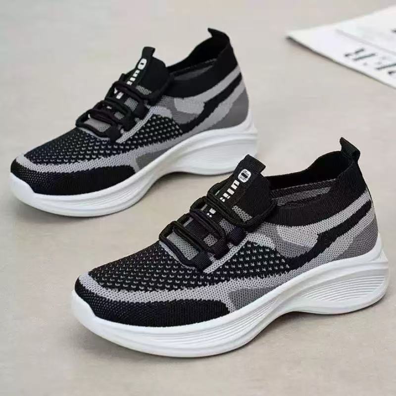 Flying Woven Women's Shoes Spring New Mesh Breathable Outdoor Comfortable Simple Lightweight Platform Sports Shoes