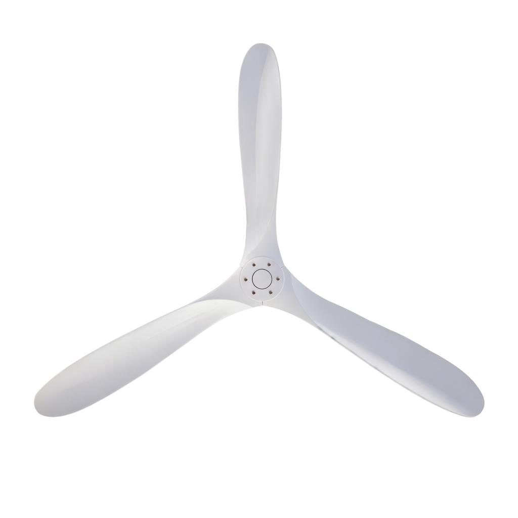 Ventilatore da soffitto da 70 pollici bianco, 3 pale in legno massello, senza illuminazione, con telecomando, funzionamento reversibile a 6 velocità e funzione di memoria della velocità