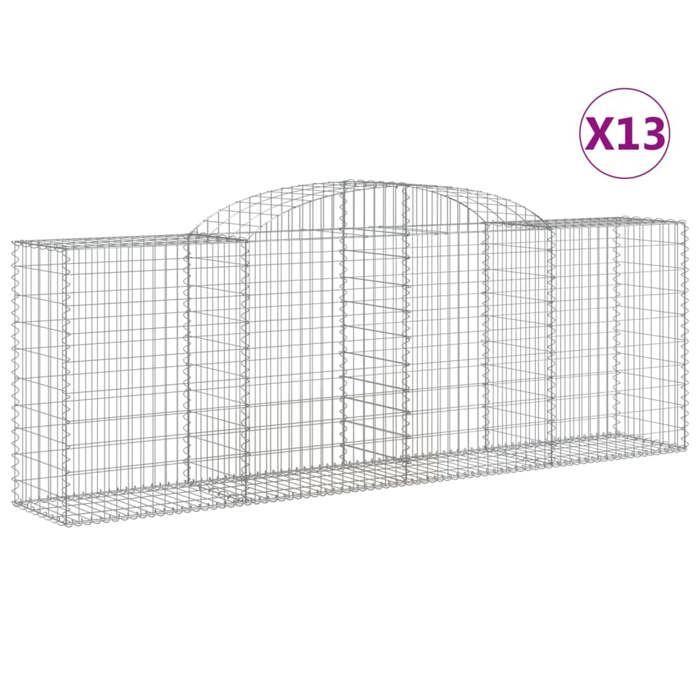 VidaXL Paniers à gabions arqués 13 pcs 300x50x100/120 cm fer galvanisé, gabion, cage de gabion, panier de mur de gabion, mur 3146712
