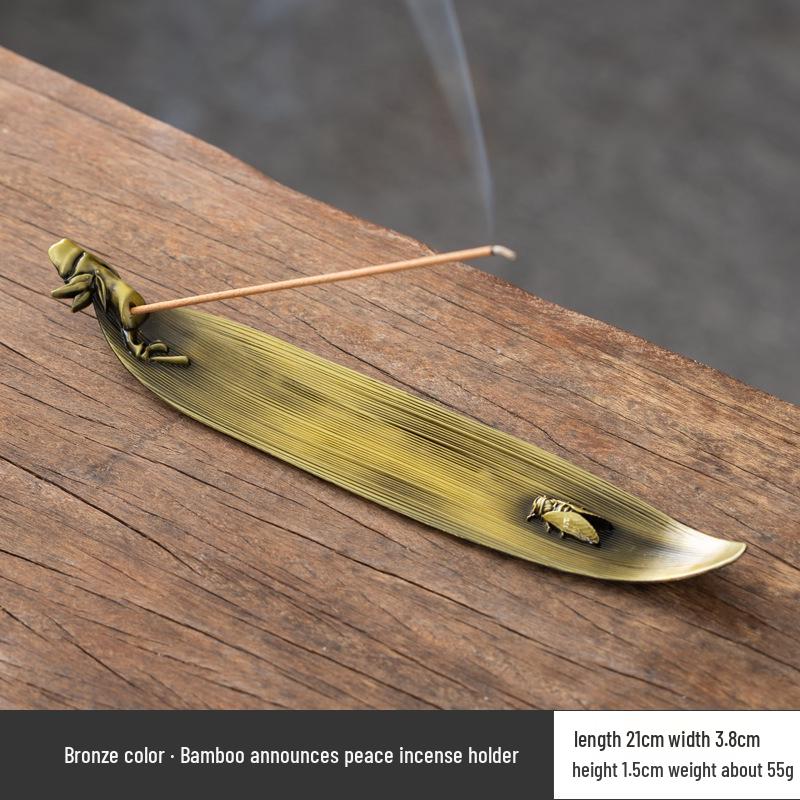 Antique Bodhi Leaf Incense Holder - Japanese-Inspired Aromatherapy Stand