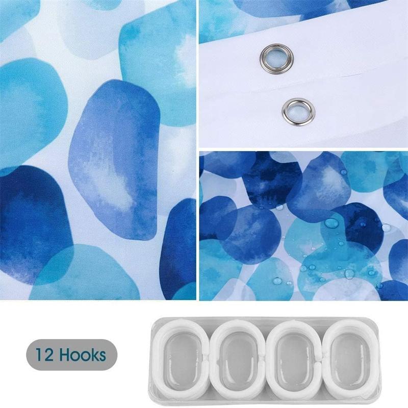 Tenda da Doccia Acquerello Blu Gradiente Stampa a Pois Poliestere Impermeabile Tenda da Bagno, Decorazione Bagno Astratta Moderna con Ganci