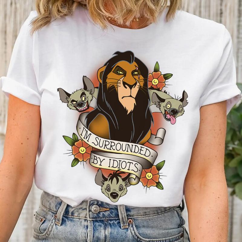 2026 Lion King Scar and Hyena Im Surrounded By Idiots Printed Fashion Unisex TShirt Short Sleeve Relaxed Plus Size Top S