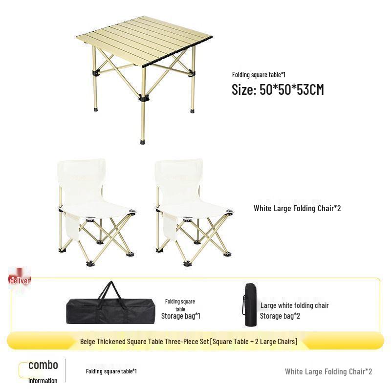 Height-Adjustable Portable Outdoor Picnic Table and Chair Set