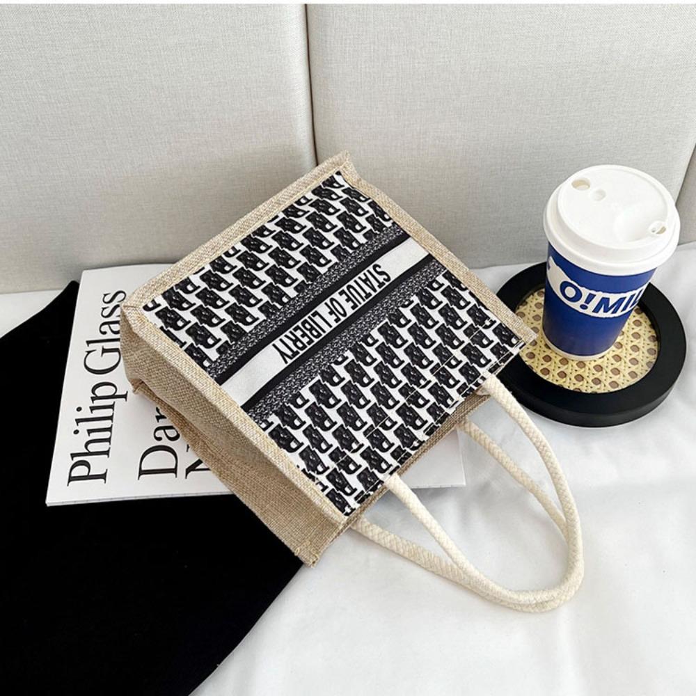 Portable Linen Tote Bag High-capacity Shopping Bag Hot Sale Versatile Handbag  Beach