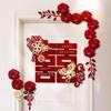 Chinese Wedding Door Decorations Artificial Flowers Double Happiness Sign  Home Entrance Decor