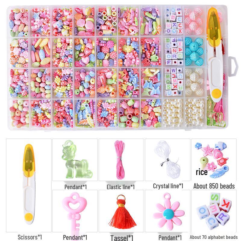 36-Grid Kids DIY Beading Kit: Educational Craft Set for Handmade Bracelets & Necklaces