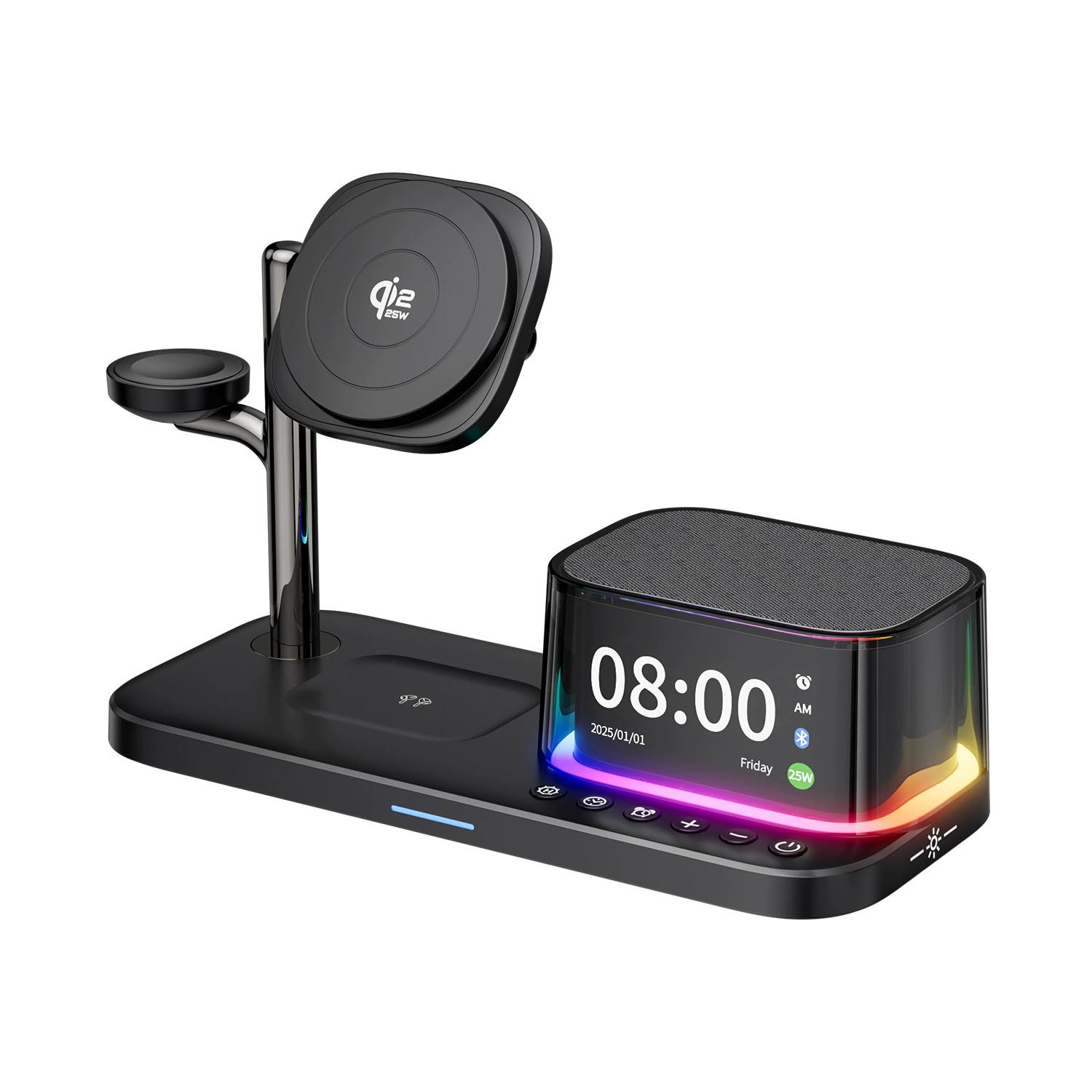 

Qi2.2 25W 5 in 1 Magnetic Wireless Charger Stand Bluetooth Speaker Fast Charging For iPhone 12-17 Pro Apple watch 2-9 SE Airpods