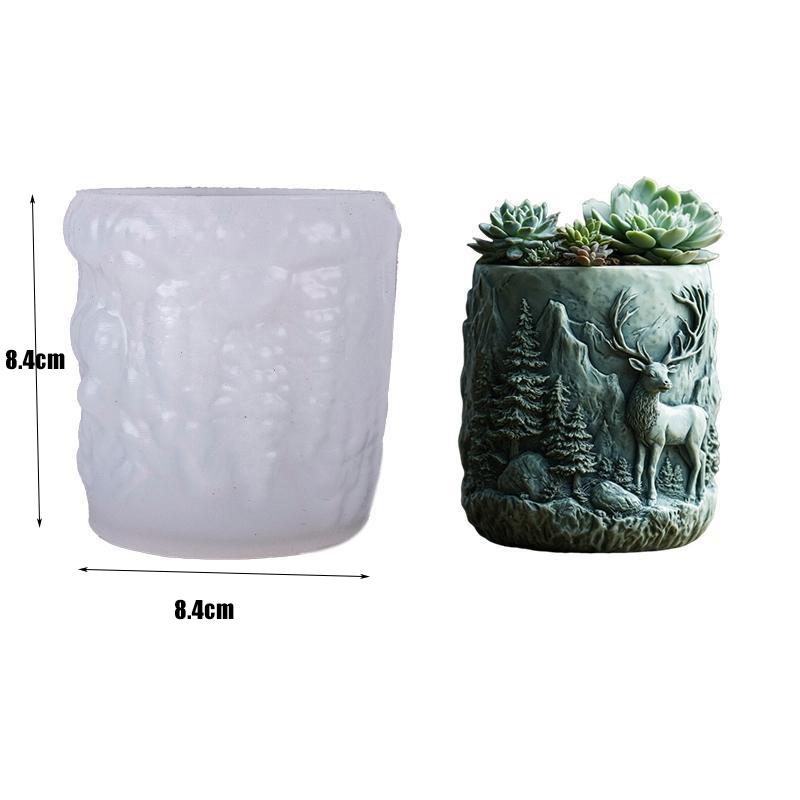 Deer Flowerpot Gypsum Cup Mold Aromatherapy Candle Cup Silicone Mold DIY Drip Storage Cup Mold