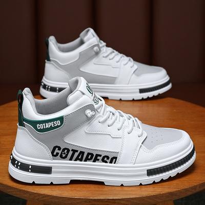 Moda Uomo Scarpe Casual in Pelle PU Primavera Traspiranti Comfort Scarpe da Passeggio con Plateau Uomo Stivali Alti Trend Scarpe da Skateboard