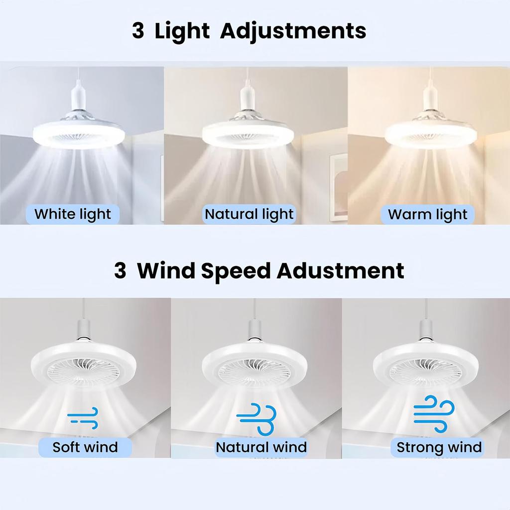 Modern Ceiling Fan with Remote Control Lighting Lamp E27 Converter Base for Bedroom and Living Room Smart ceiling fan lamp