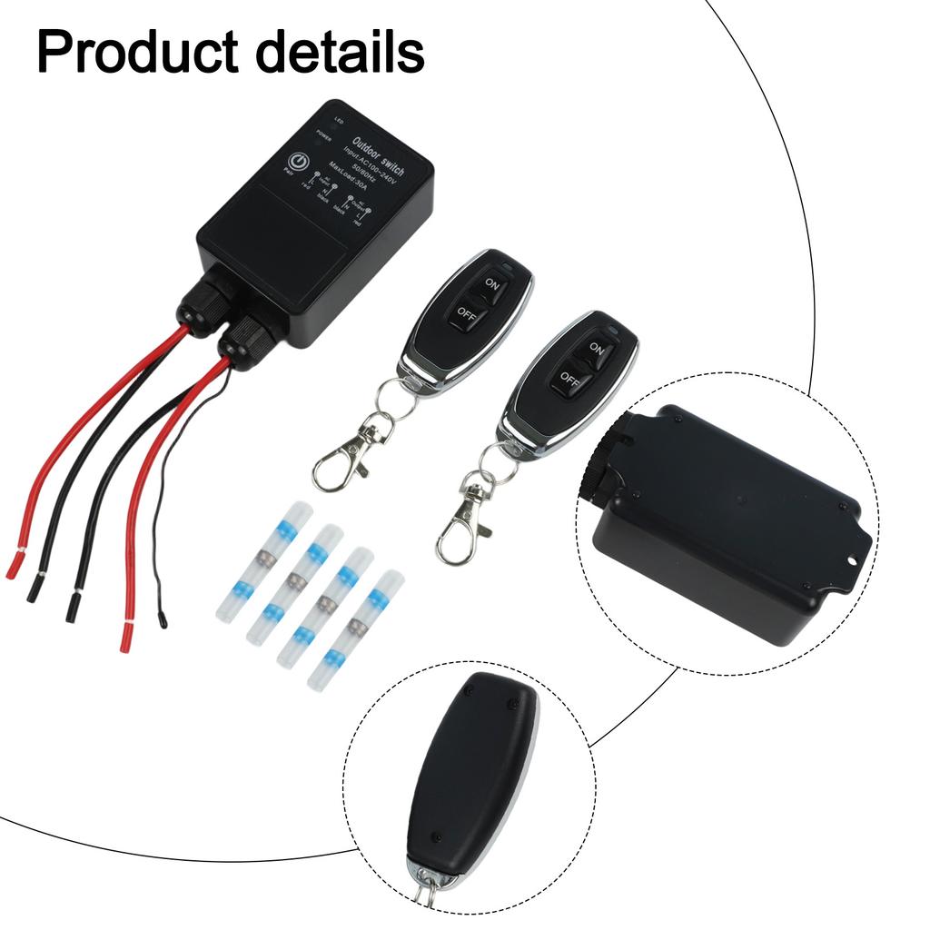 30A Outdoor Waterproof Remote Control Switch with IP65 Rating for Efficient Control of Pumps and Electric Motors