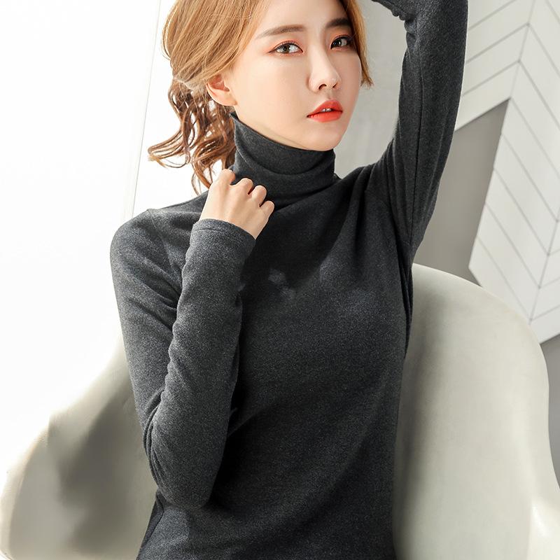 High-necked German velvet bottoming shirt women's long-sleeved summer and summer women's t-shirt slim-fitting double-sided velvet top 1