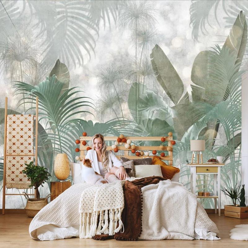 Tropical Plants Decorative Wallpaper Bananas Cement Wall Paper Living Room Sofa Home Background Mural