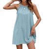 Damen Sommer Rundhals Neckholder Ärmelloses Einfarbiges Westenkleid