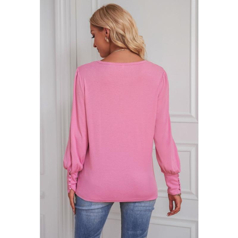 Spring and Autumn Women's Blouse Loose Casual Bubble Sleeve Long Sleeve Top