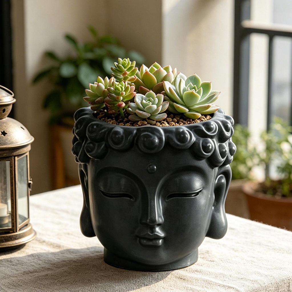 Buddha Flower Pot, Planter, Vinyl Decoration, Figurine, Multifunctional Gift Ornament, Suitable for
