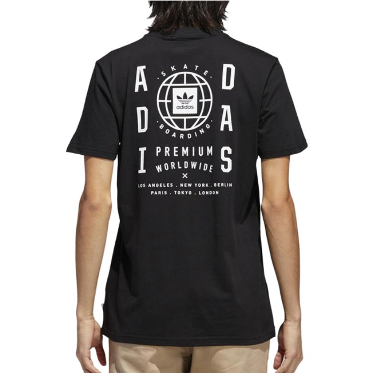 adidas Originals T Shirts Men's Black Crew Neck Moderate Straight Fit CF5838