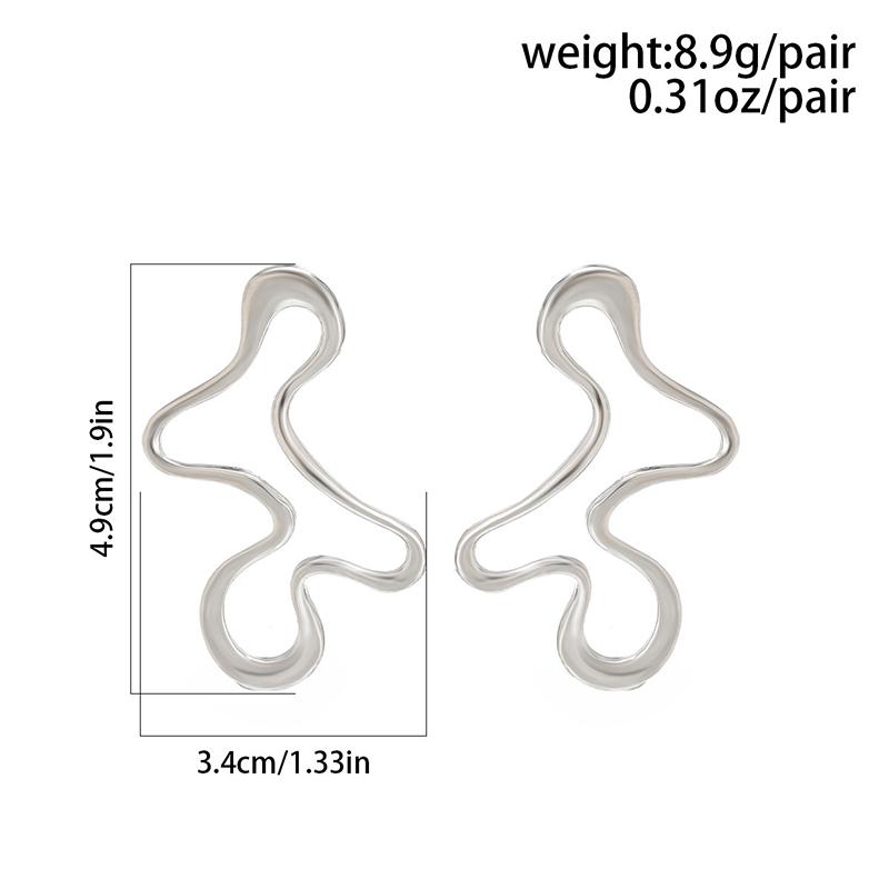 Minimalist Irregular Hollow Geometry Metal Stud Earrings Punk Statement Gold Color Earring Women's Charm Ear Jewelry