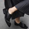 Retro Niche Ruffle Edge Small Leather Shoes Women's Spring and Summer 2025 New Small Round Head Thick Heel Lace-up Brock Shoes