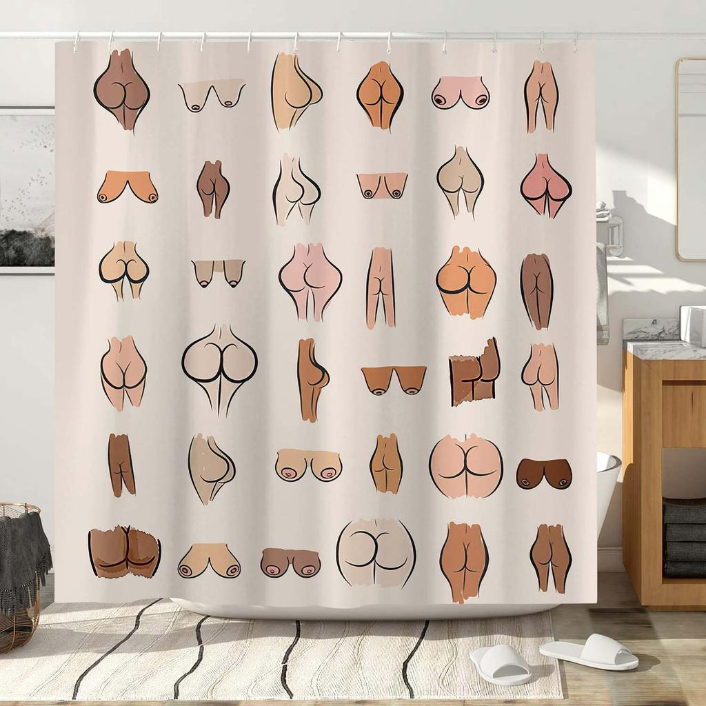 Rideau de douche Sexy Boobs Sein Féminin Féministe Motif Sein Sans Couture Rideaux de Salle de Bain Polyester Écran de Salle de Bain Avec Crochets