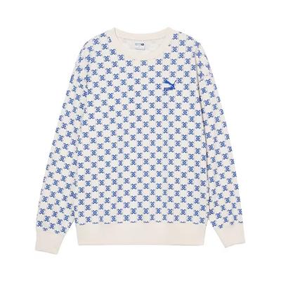 Puma All Over Diamantmuster Sportlich Lässig Rundhalsausschnitt Sweatshirt Unisex Sweatshirt Blau Weiß 539753-65