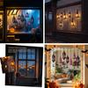 Easy To Apply Wall Stickers Spooky Halloween Window Static Sticker, Pumpkin Bat And Witch Patterns Self Adhesive Film Printed, Decorative