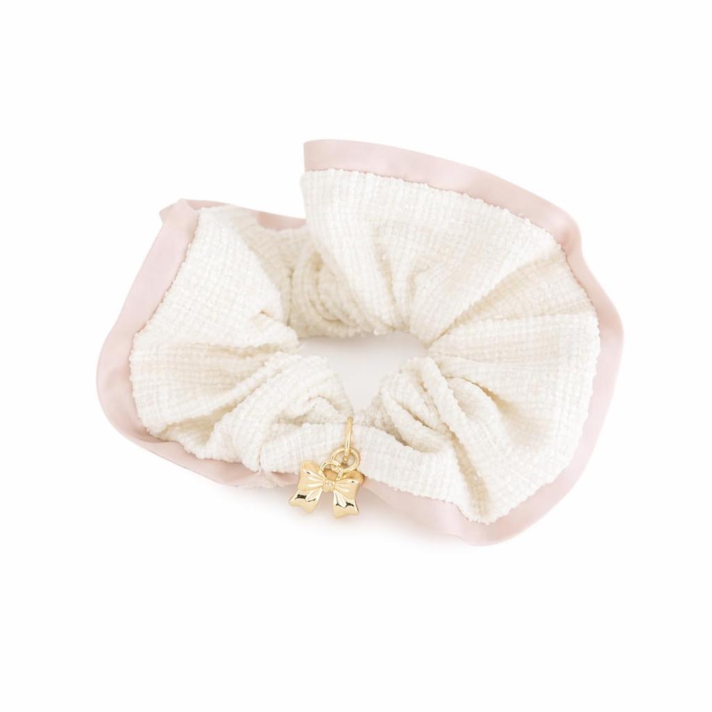 Maison de FLEUR Tweed Ribbon Scrunchie Ivory F