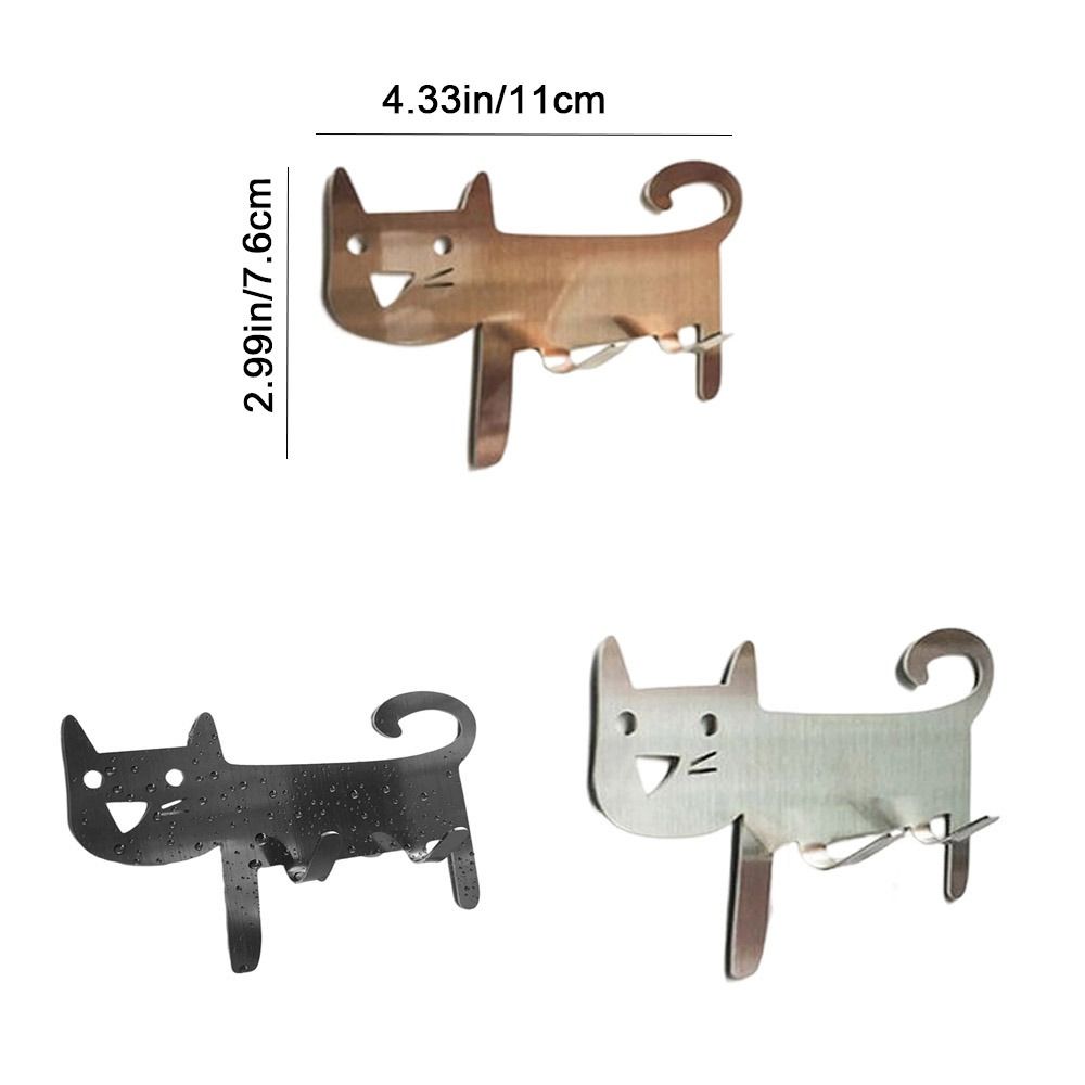 Self-Adhesive Metal Cat Shaped Hook Cartoon Storage Hook Cute Keys Towel Hanger  for Home