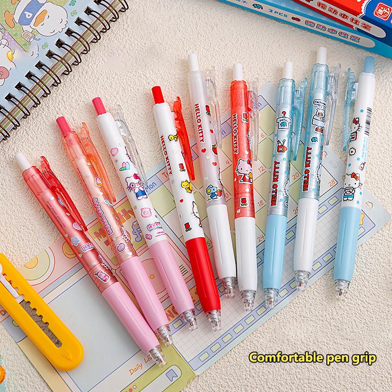 3Pcs/Box Kawaii Kuromi Melody Pressing Gel Pens Set Cute Cartoon 0.5Mm Black Ink Neutral Pens Student Stationery Office Supplies