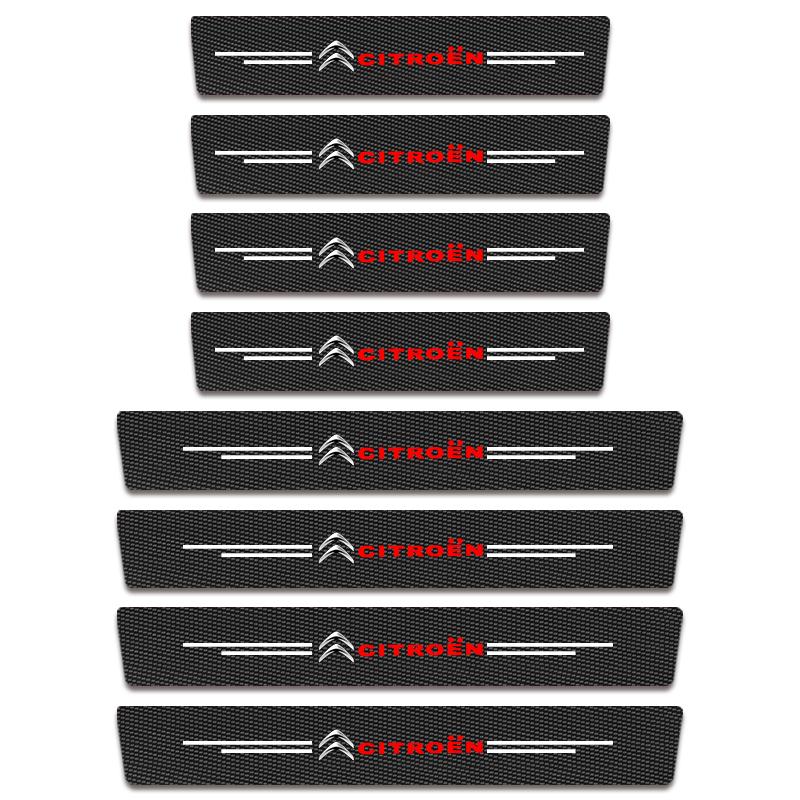 4Pcs Carbon Fiber Car Door Sill Plate Protectors Stickers For Citroen C1 C2 C3 C4 C5 C6 C8 Picasso Cactus Vts Aircross C-Elysee