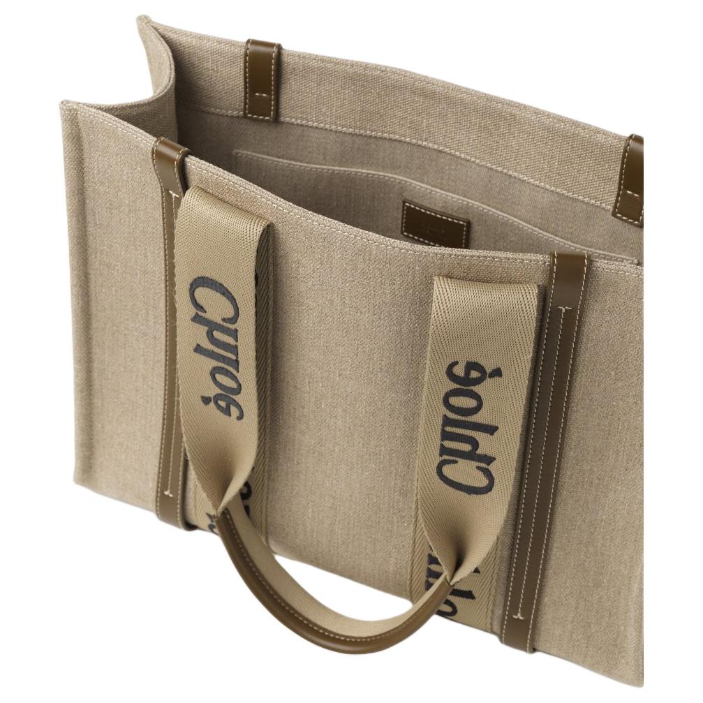 Chloe Holz Logo Offene Tragetasche Damen Tragetaschen Khaki CHC23-AS383L17-20X