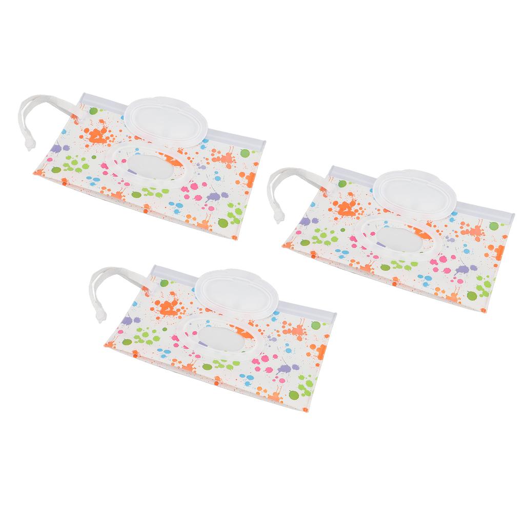 3pcs EVA Wet Wipes Pouch Reusable Wet Wipes Dispenser Bag Flip Top Window Portable Baby Wipe Case