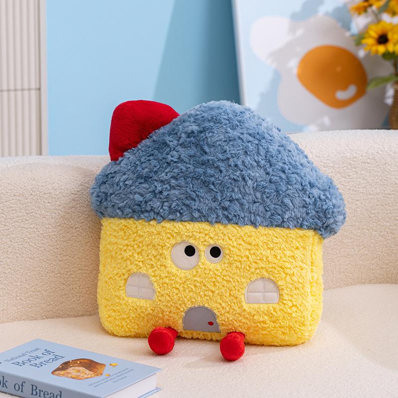 Ins Cartoon Color Small House Throw Pillow Blanket Two-In-One Bedroom Bedside Cushion Creative Home Sofa Waist