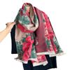 New winter cashmere scarf women's peony flower thickened warm scarf retro elegant high-end shawl