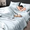 High-End Embroidery Cooling Quilt Set Summer Skin-Friendly Comforter Bedsheet Pillowcase Ice Silky Air Conditioning Blanket Kit