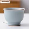 HOYIHM Chinese Ru Kiln Porcelain Teacup Ice Cracked Glaze Tea Bowl Travel Meditation Tea Cup Customized Copper Cash Tea Set Gift
